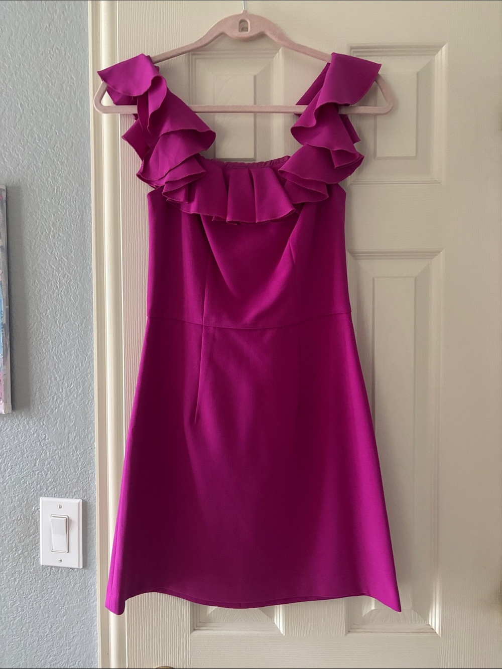 French Connection Fuchsia Ruffle-Trim Mini Dress - Picture 2 of 3